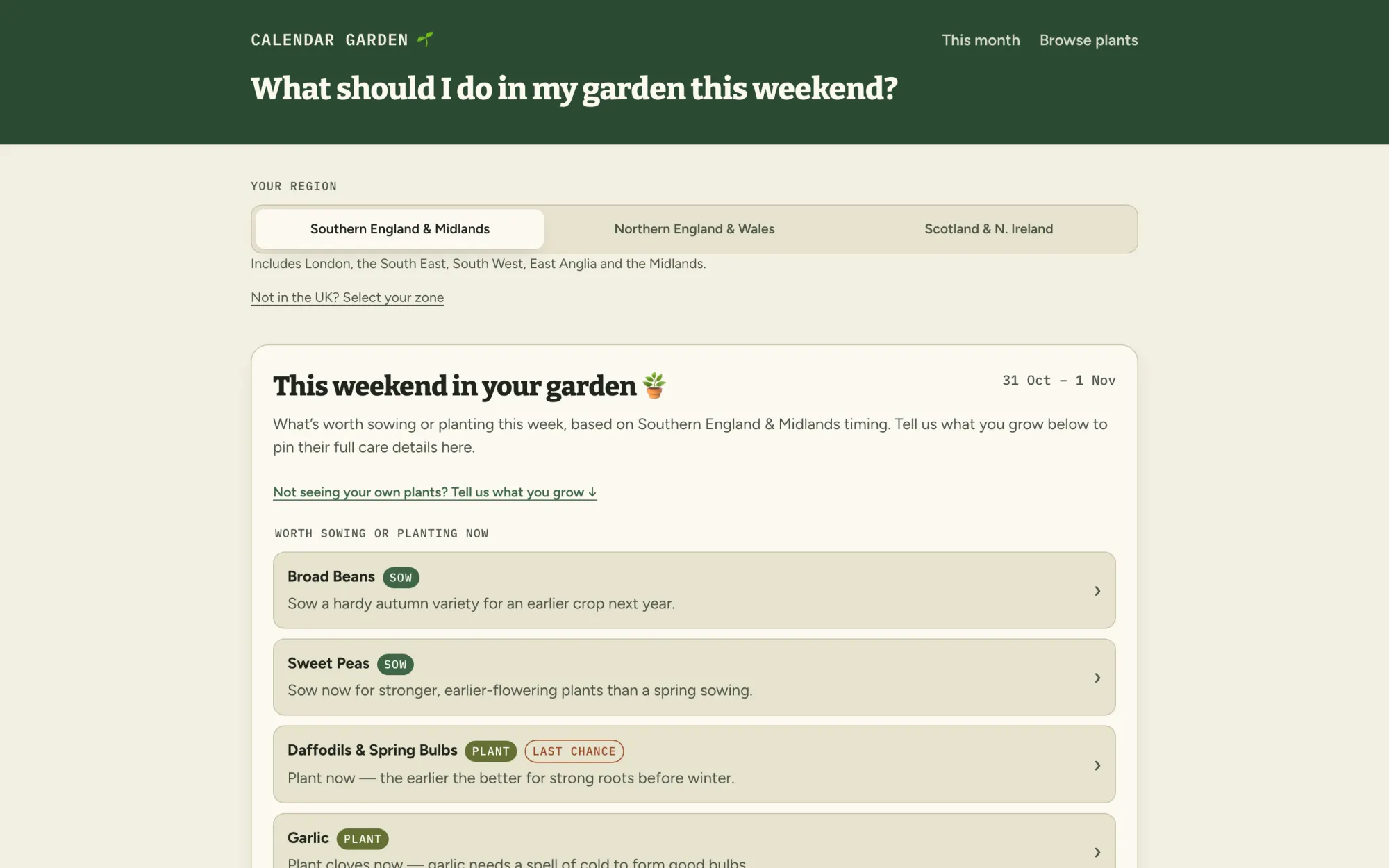 The Calendar Garden home page: what to do in your garden this weekend.