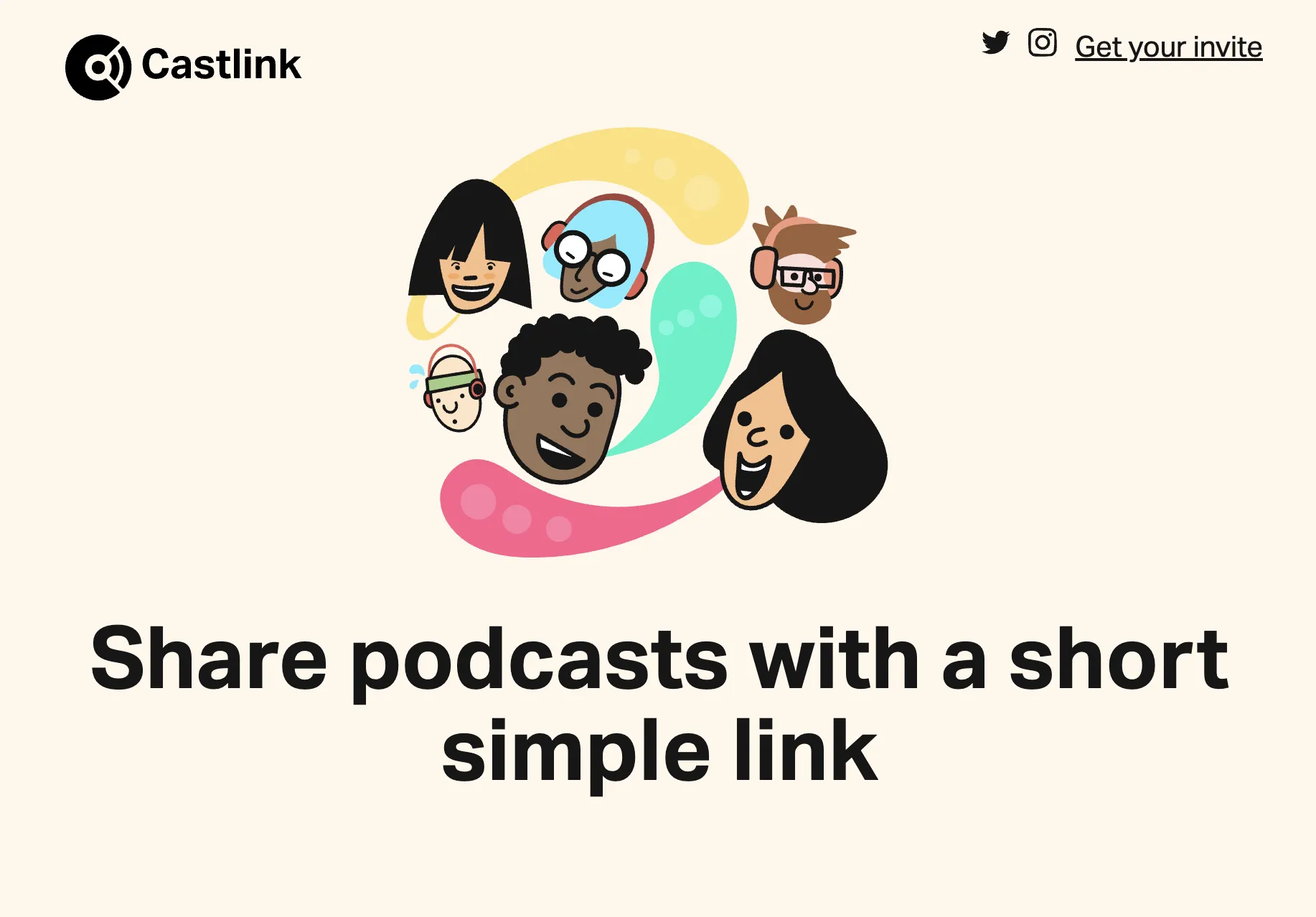 The Castlink home page: share podcasts with a short simple link.